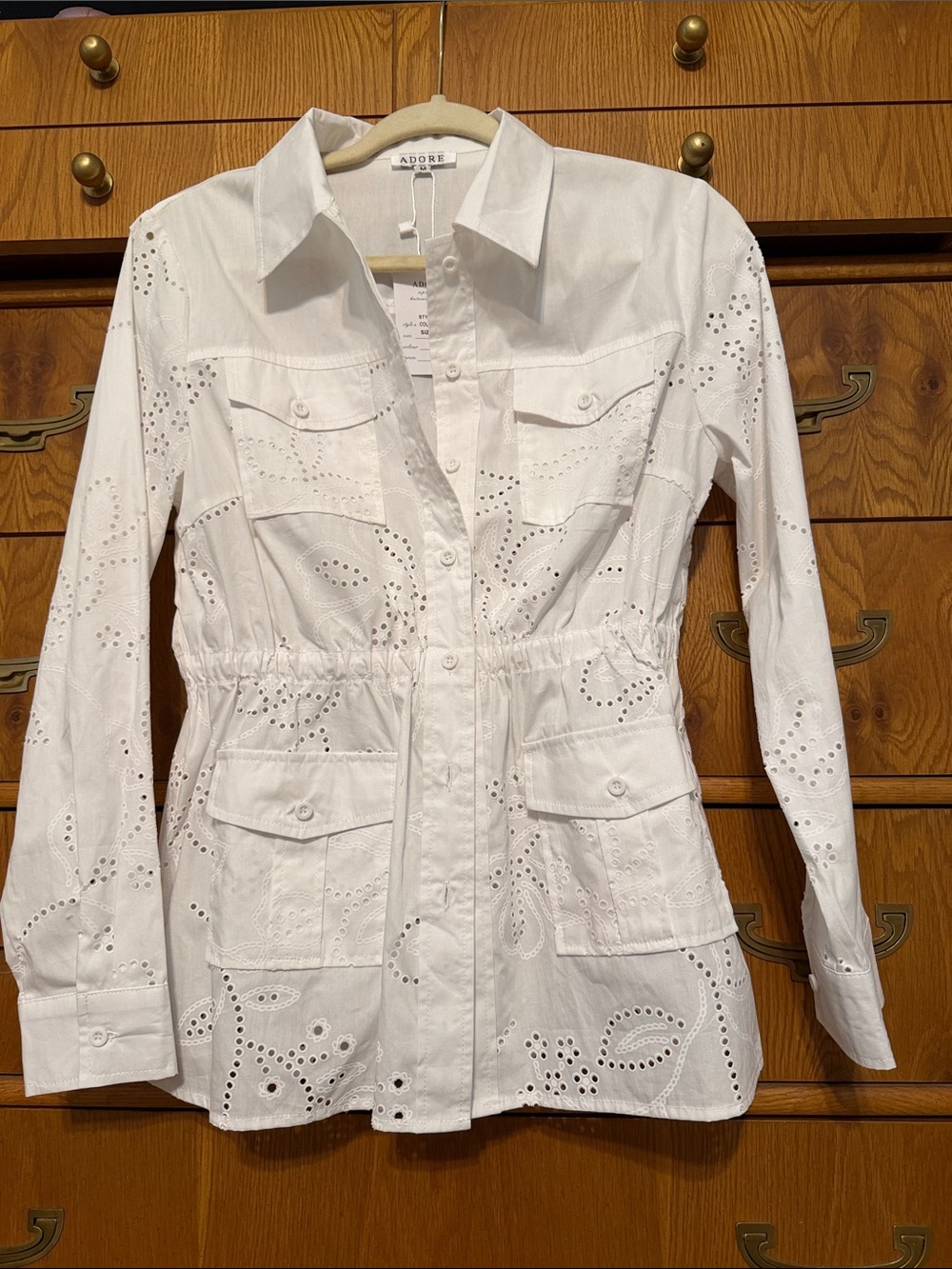 Adore White Eyelet Utility Jacket